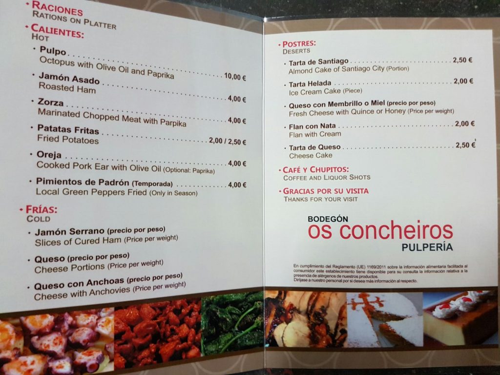 carta bodegón os concheiros pulpería