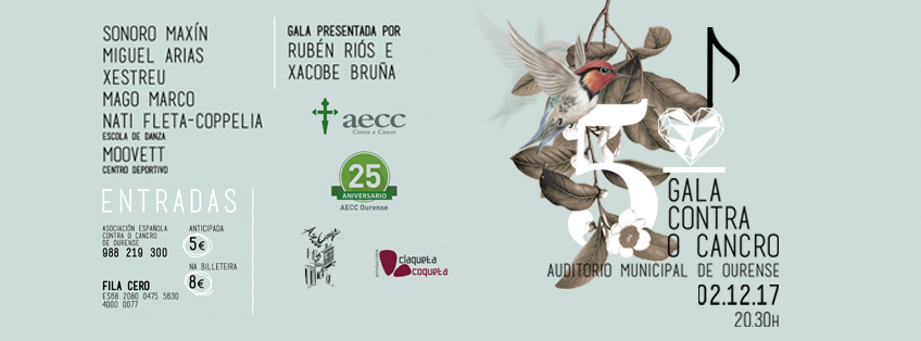 A V Gala Contra o Cancro de Ourense celébrase o sábado 2 de decembro